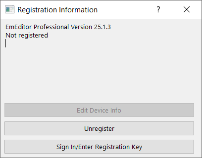 Registration Information legacy registration key