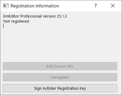 Registration Information unregistered